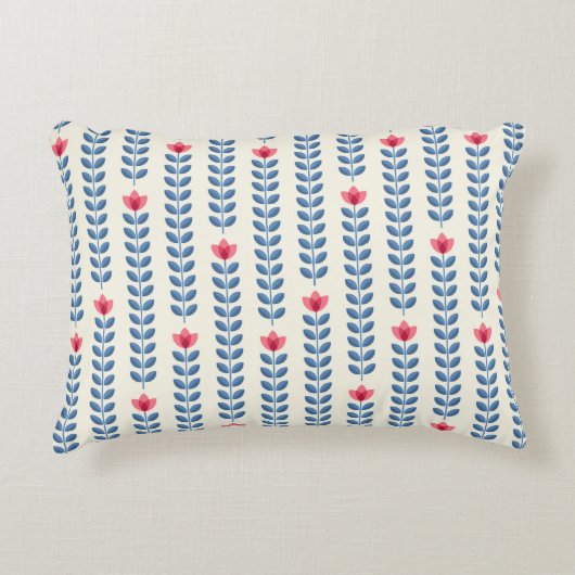 レトロ壁紙 – 花模様(抽象芸術スカ付き) アクセントクッション (正面)