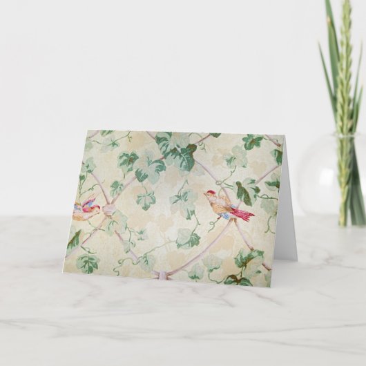 レトロ壁紙Birds Thank サンキューカード (正面)