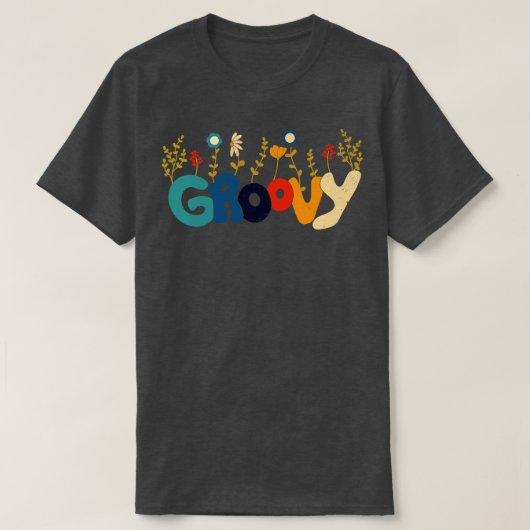 レトロ夏おもしろい幸せ顔花女性 Tシャツ (デザイン正面)