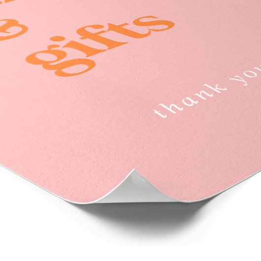 レトロ夏のピンクとオレンジのカードとギフトサイン ポスター (角)