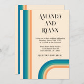 レトロ夏のヴィンテージユニークQRコード結婚 招待状 (正面/裏面)