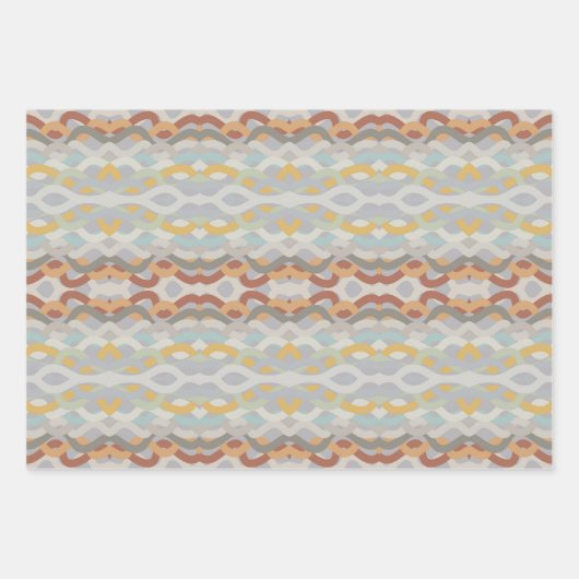 レトロ夏の幾何学色ブロックパターンデザイン ラッピングペーパーシート (正面2)