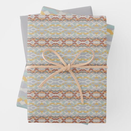 レトロ夏の幾何学色ブロックパターンデザイン ラッピングペーパーシート (インサイチュ)