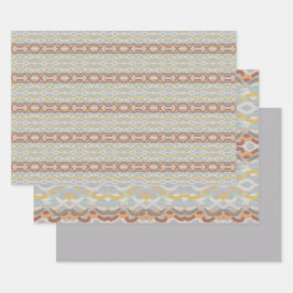 レトロ夏の幾何学色ブロックパターンデザイン ラッピングペーパーシート