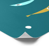 レトロ夏の海波ミッドセンチュリーモダン ポスター (角)