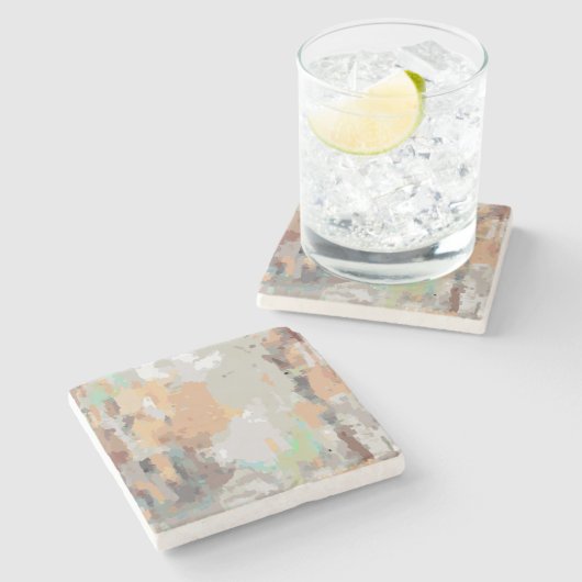 レトロ夏の素朴なほこりっぽいオレンジ、トープ、ブラウン、グレー ストーンコースター (横)