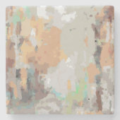 レトロ夏の素朴なほこりっぽいオレンジ、トープ、ブラウン、グレー ストーンコースター (正面)