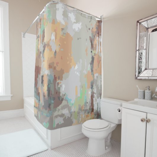 レトロ夏の雰囲気ほこりっぽいオレンジ色のトープ自然、 シャワーカーテン (インサイチュ)