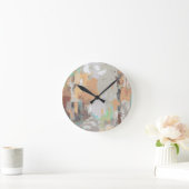 レトロ夏の雰囲気ほこりっぽいオレンジ色のトープ自然、 ラウンド壁時計 (ホーム)