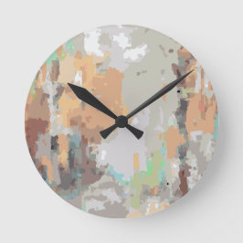 レトロ夏の雰囲気ほこりっぽいオレンジ色のトープ自然、 ラウンド壁時計