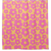レトロ夏デイジーパターン#6 #retro #floral シャワーカーテン (正面)