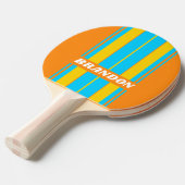 レトロ夏ビーチボードストライプ名 卓球ラケット (正面アングル)