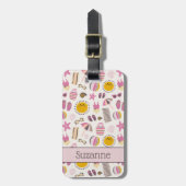 レトロ夏ビーチ名パーソナライズされた前 ラゲッジタグ (正面縦)