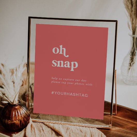 レトロ夏ホットピンクオースナップ結婚のハッシュタグ記号 ポスター