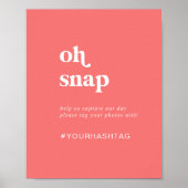 レトロ夏ホットピンクオースナップ結婚のハッシュタグ記号 ポスター (正面)