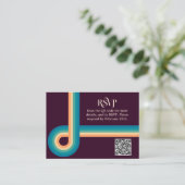 レトロ夏ヴィンテージ写真QRコードウェディングRSVP エンクロージャーカード (スタンド正面)