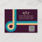 レトロ夏ヴィンテージ写真QRコードウェディングRSVP エンクロージャーカード (正面)