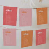 レトロ夏 |オレンジぶら下がった色のシーティングチャートカード