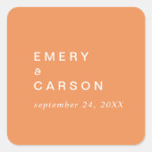 レトロ夏 |オレンジ結婚の封筒用シール スクエアシール (正面)