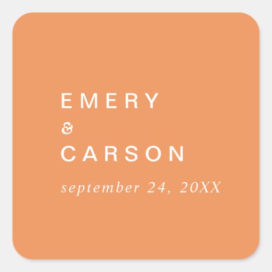 レトロ夏 |オレンジ結婚の封筒用シール スクエアシール (正面)