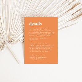 レトロ夏 |オレンジ結婚の詳細 エンクロージャーカード