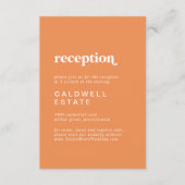 レトロ夏 |オレンジ色のウェディングレセプション エンクロージャーカード (正面)