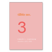 レトロ夏 |テーブル番号(ピンクとオレンジ) テーブルナンバー (裏面)