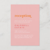 レトロ夏 |ピンクとオレンジのウェディングレセプション エンクロージャーカード (正面)