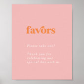 レトロ夏 |ピンクとオレンジの結婚式の引き出物 ポスター (正面)