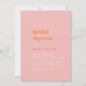 レトロ夏 |ピンクとオレンジブライダルシャワー 招待状 (正面)