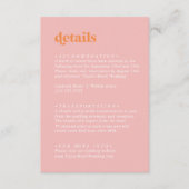 レトロ夏 |ピンクとオレンジ結婚の詳細 エンクロージャーカード (正面)