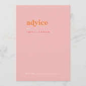 レトロ夏 |ピンクとオレンジ結婚の アドバイスカード (正面)