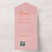 レトロ夏 |ピンクとオレンジ結婚の オールインワン招待状 (内側)