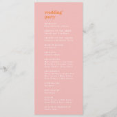 レトロ夏 |ピンクとオレンジ結婚式 プログラム (裏面)