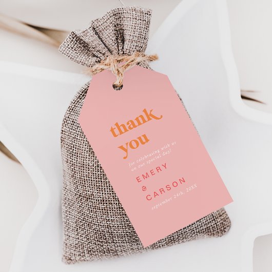 レトロ夏 |ピンクとオレンジ ギフトタグ