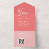 レトロ夏 |ホットピンク結婚ズ オールインワン招待状 (内側)