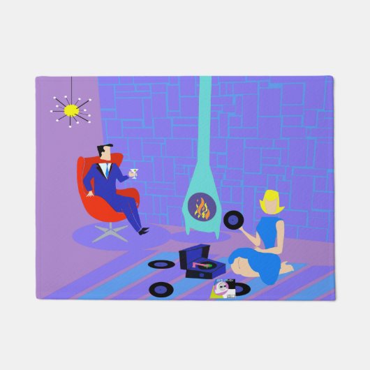 レトロ夕べアットホームドアマット ドアマット (正面)