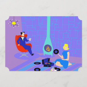 レトロ夕べアットホームパーティの招待状 招待状