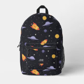 レトロ外側空間モノグラムの プリントバックパック (正面)