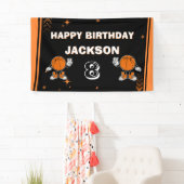 レトロ大学バスケ 誕生日ウェルカムバナー 横断幕 (インサイチュ)