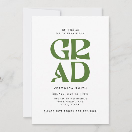 レトロ大学院卒業パーティー招待状 招待状 (正面)