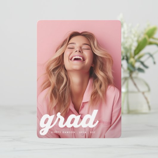 レトロ大学院大学2つの写真卒業 案内状 (スタンド正面)