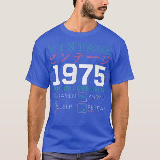 レトロ大宅漢字ヴィンテージ1975誕生日ラーメンAnim Tシャツ
