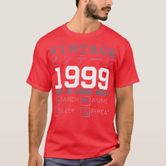 レトロ大宅漢字ヴィンテージ1999誕生日ラーメンAnim Tシャツ
