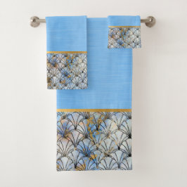 レトロ大理石シェルブルー浴室装置 バスタオルセット