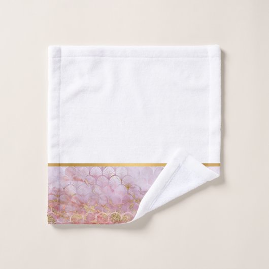 レトロ大理石ピンクマーメイドインスパイアバスルームセット バスタオルセット (ウォッシュタオル)