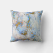 レトロ大理石波ブルー金ゴールド抽象芸術枕 クッション (裏面)