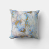 レトロ大理石波ブルー金ゴールド抽象芸術枕 クッション (正面)
