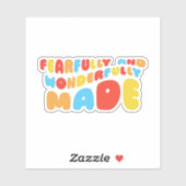 レトロ大胆不敵に作られた詩篇139:14 シール (シート)