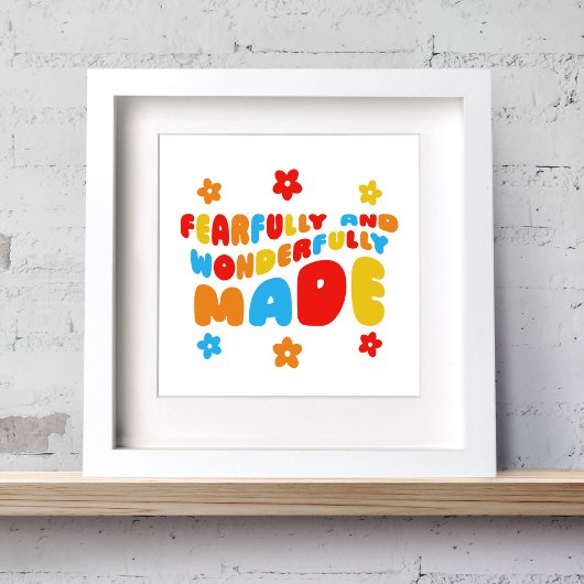 レトロ大胆不敵に作られた詩篇139:14 ポスター